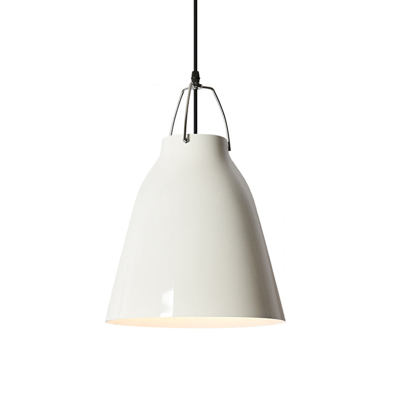 Macaron Black/Pink/Blue Restaurant Ceiling Hang Pendant Light - 1-Bulb With Aluminum Bell Shade