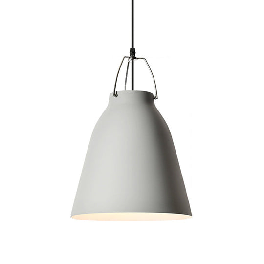 Macaron Black/Pink/Blue Restaurant Ceiling Hang Pendant Light - 1-Bulb With Aluminum Bell Shade