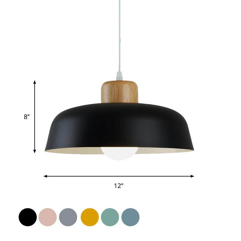 Bowl Shade Pendant Lamp - Metallic Macaron Hanging Light In Pink/Blue/Yellow