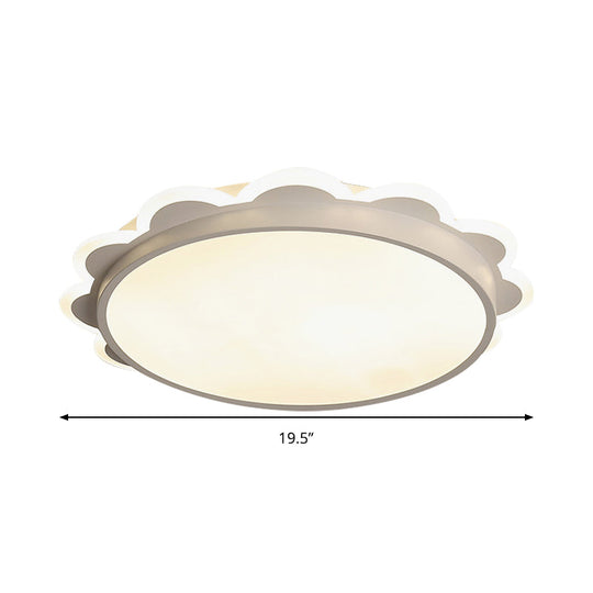 White Flat Flower Flush Ceiling Light: Simple Acrylic Led Lamp For Kid’s Bedroom