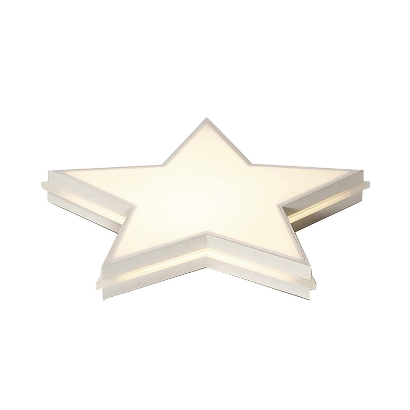Kids Acrylic Led Flush Mount Ceiling Light In White For Boy’s Bedroom - Slim Panel Star Design