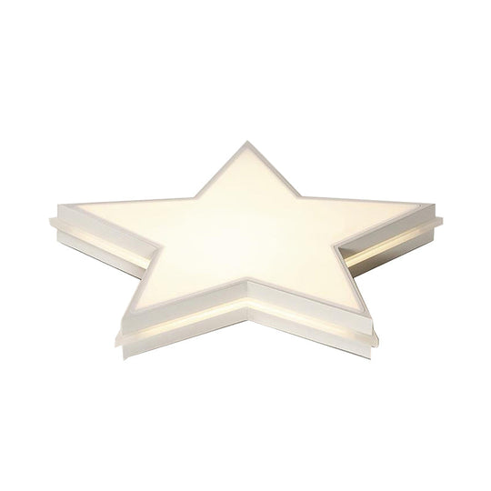 Kids Acrylic Led Flush Mount Ceiling Light In White For Boy’s Bedroom - Slim Panel Star Design