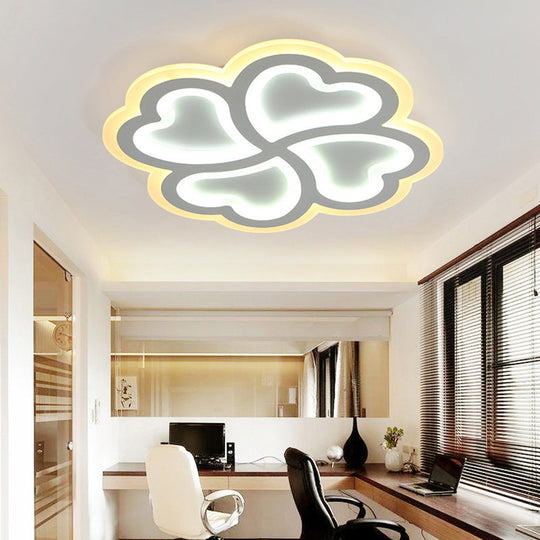 White Led Heart - Shaped Petal Ceiling Light For Kids’ Bedroom