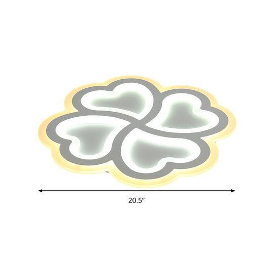 White Led Heart - Shaped Petal Ceiling Light For Kids’ Bedroom