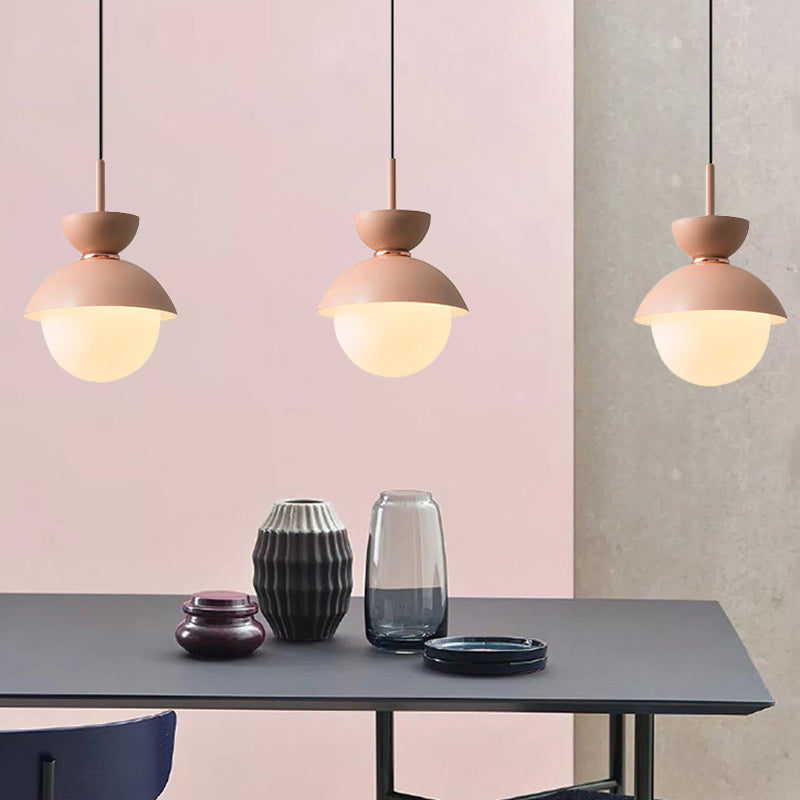 Opal Glass Hourglass Pendant Light With 1 Bulb - Ideal For Restaurants Available In Blue Pink And
