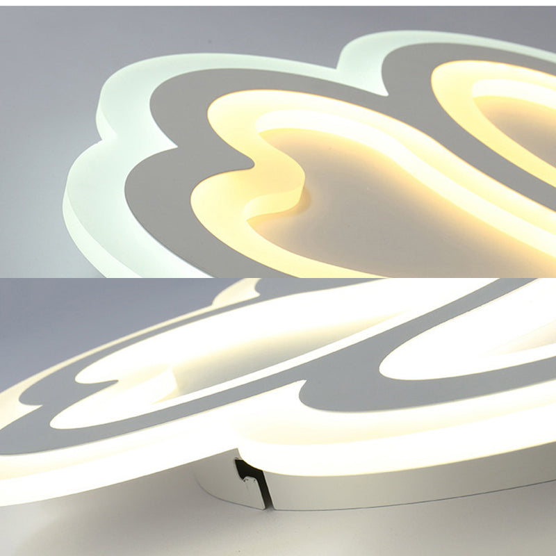 White Led Heart - Shaped Petal Ceiling Light For Kids’ Bedroom