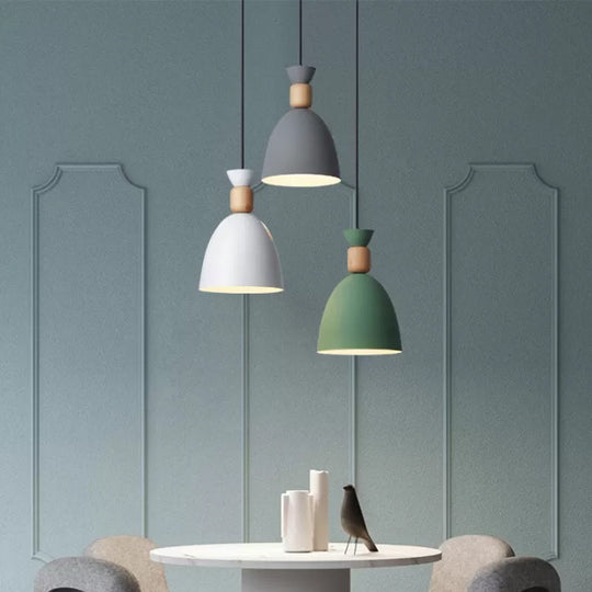 Nordic Metal 3-Head Hanging Lamp Kit: Cylinder Bottle And Bell - Black Suspended Pendant For Dining