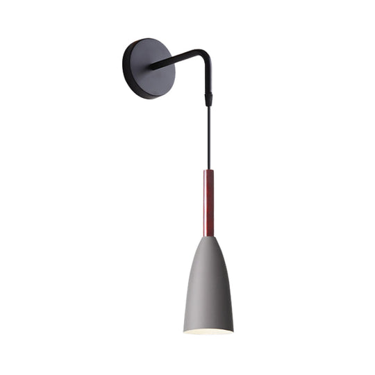 Nordic Iron Wall Mounted Funnel / Bell Antler Light Fixture In Grey For Bedroom - Warm/White