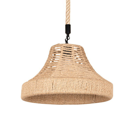 Trumpet Down Lighting Pendant With Manila Rope Hanging - Ideal For Restaurants