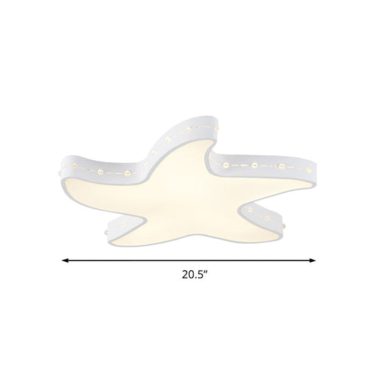 Stylish Led Ceiling Lamp In White For Baby Room With Starfish Design