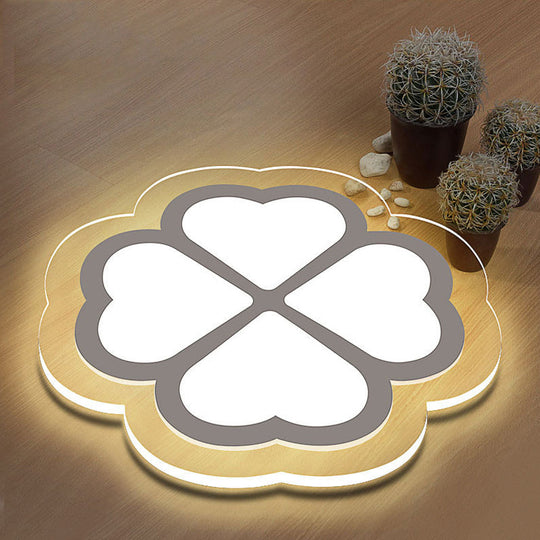 Loving Heart Petal Flush Ceiling Light - Romantic Acrylic Led Lamp For Nursing Room (White)