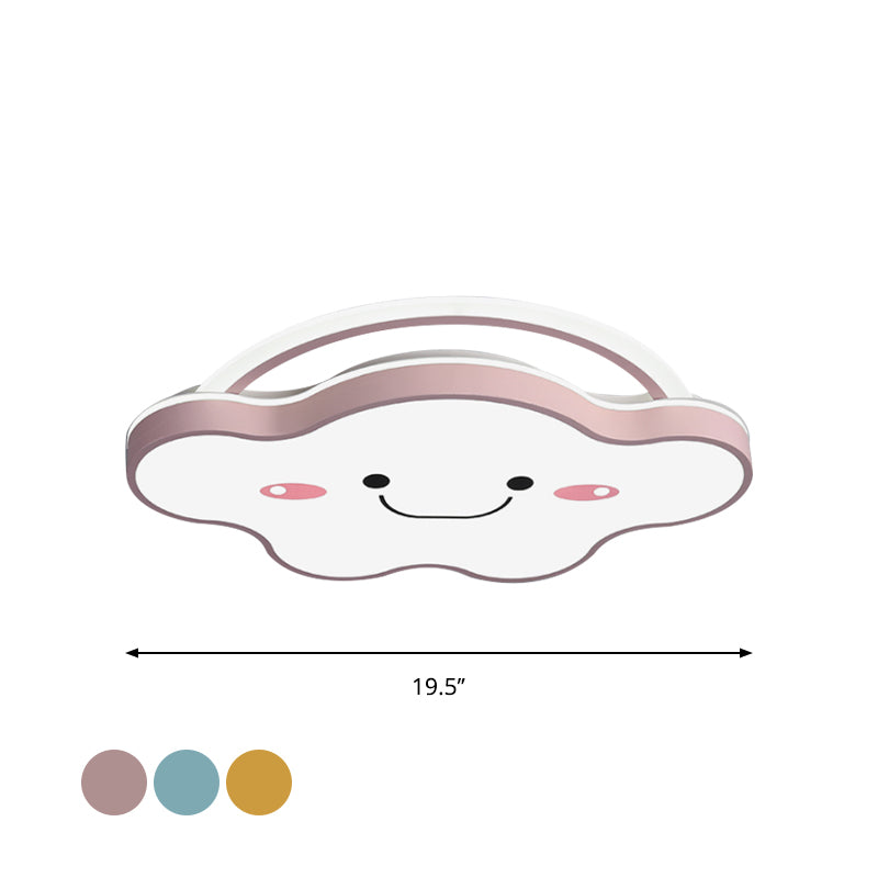 Cartoon Acrylic Cloud Led Flush Mount Ceiling Lamp In White Light - Gold/Blue/Pink 19.5’/25.5’ Wide