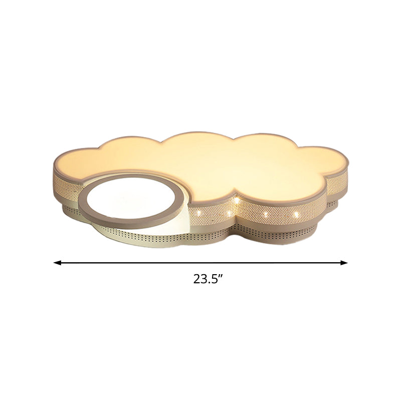 Modern White Flush Mount Led Ceiling Lamp For Baby Room Cloud Acrylic Metal Light Fixture
