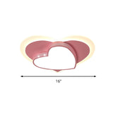 Adorable Pink Heart Led Ceiling Lamp For Girls Bedroom - Acrylic & Metal Construction