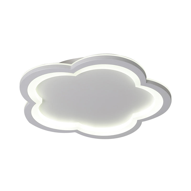 White Acrylic Flower Led Flush Mount Ceiling Lamp - Perfect For Kid’s Bedroom