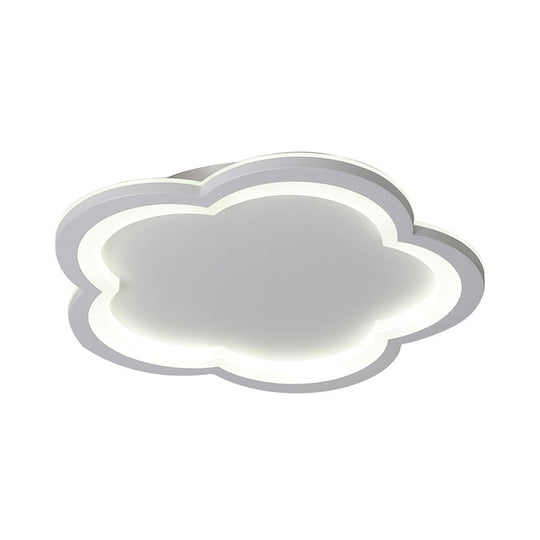 White Acrylic Flower Led Flush Mount Ceiling Lamp - Perfect For Kid’s Bedroom