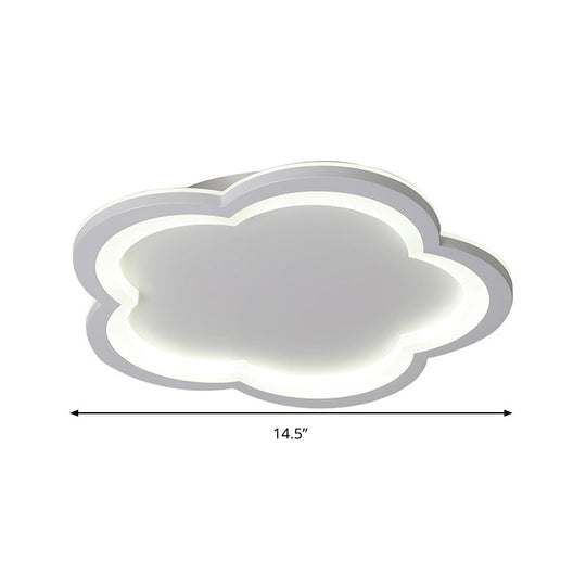 White Acrylic Flower Led Flush Mount Ceiling Lamp - Perfect For Kid’s Bedroom