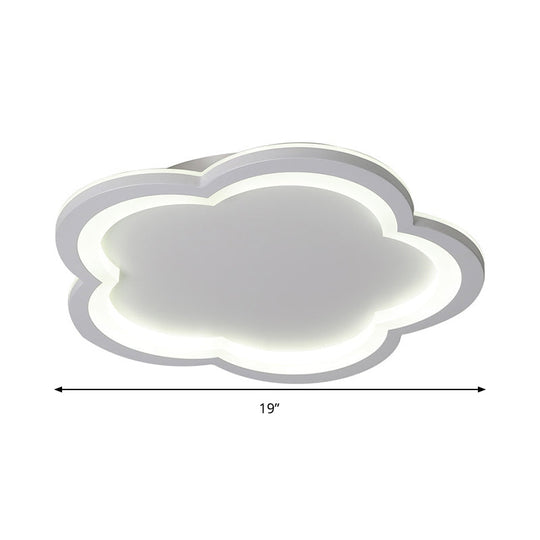 White Acrylic Flower Led Flush Mount Ceiling Lamp - Perfect For Kid’s Bedroom