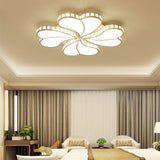 Child Bedroom Heart Flush Ceiling Light: Luxurious White Lamp With Crystal Accents