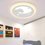 White Metal Moon Led Ceiling Mount Light With Sleep Bunny Girls Bedroom Lamp / 16 Warm