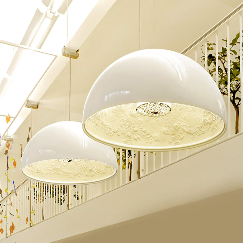 Hemispherical Resin Pendant Light 16’/23’ – Single Living Room Lamp In Black/White With