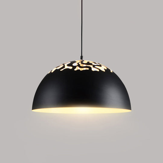 Nordic Dome Ceiling Pendant Light - 14’/16’ Wide 1-Light Iron Lamp With Hollowed Top Black/White