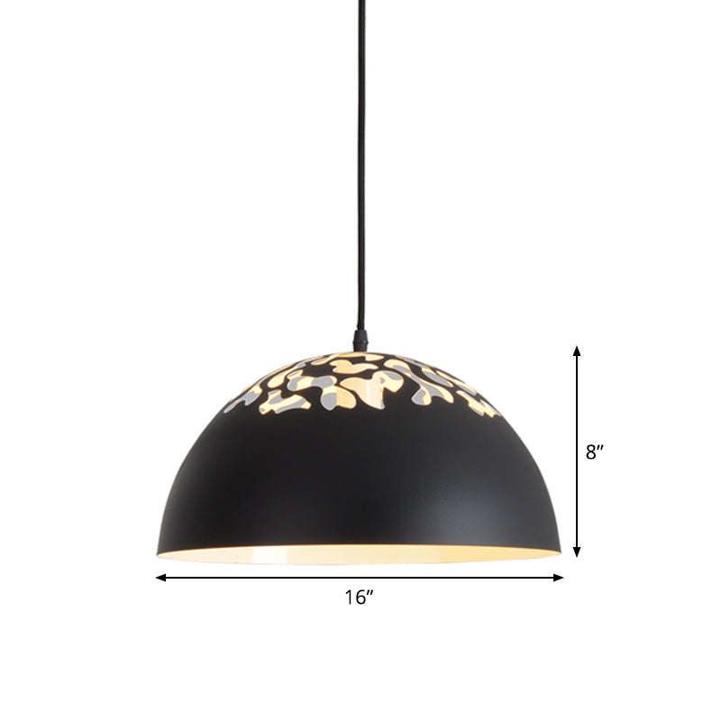 Nordic Dome Ceiling Pendant Light - 14’/16’ Wide 1-Light Iron Lamp With Hollowed Top Black/White