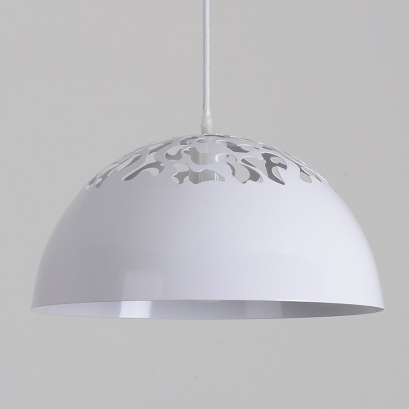 Nordic Dome Ceiling Pendant Light - 14’/16’ Wide 1-Light Iron Lamp With Hollowed Top Black/White