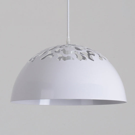 Nordic Dome Ceiling Pendant Light - 14’/16’ Wide 1-Light Iron Lamp With Hollowed Top Black/White