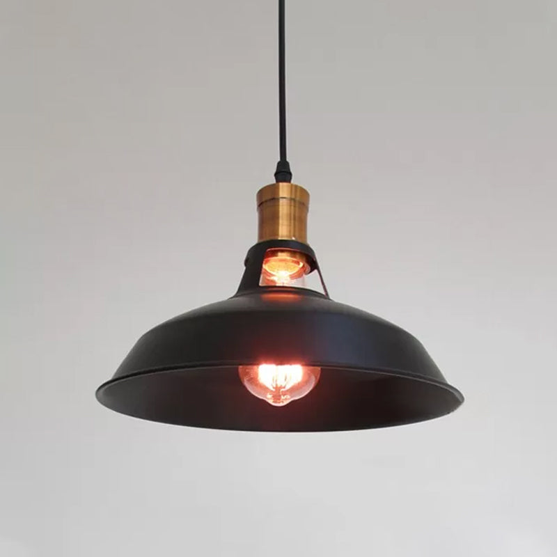 Farmhouse Iron Pendant Light - 1-Light Black/White Hanging Lamp For Barn Shade Living Room