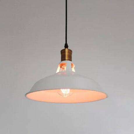 Farmhouse Iron Pendant Light With Vented Socket - Barn Shade Living Room Lighting 1-Light