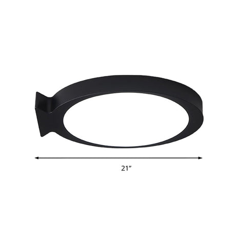 Creative Led Fish Flushmount Ceiling Lamp For Kindergarten Bathrooms - Acrylic Oval Design