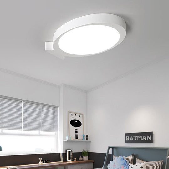 Creative Led Fish Flushmount Ceiling Lamp For Kindergarten Bathrooms - Acrylic Oval Design White /