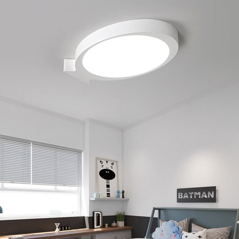 Creative Led Fish Flushmount Ceiling Lamp For Kindergarten Bathrooms - Acrylic Oval Design White /