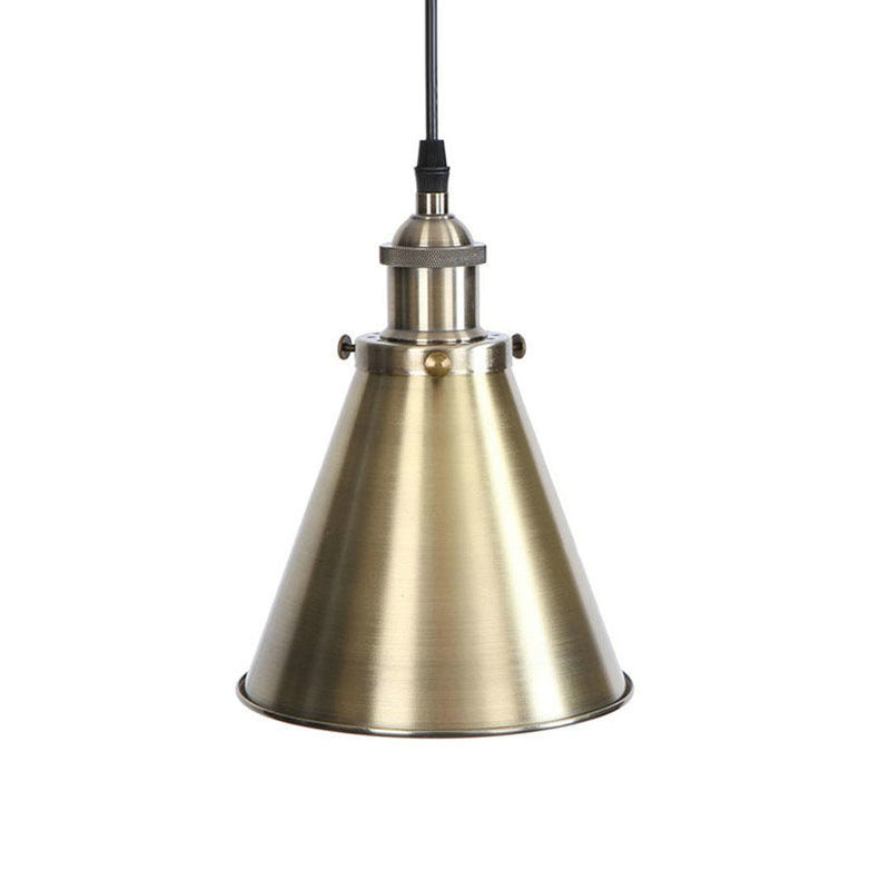 Industrial Horn Shaped Pendant Light In Rust/Copper/Brass - 1-Light Bedside Fixture