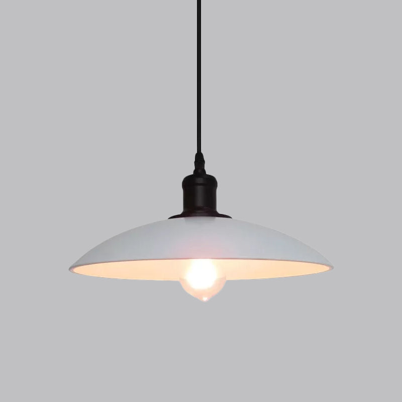 Vintage Metallic Bowl Pendant Light In Black/White For Living Room Ceiling