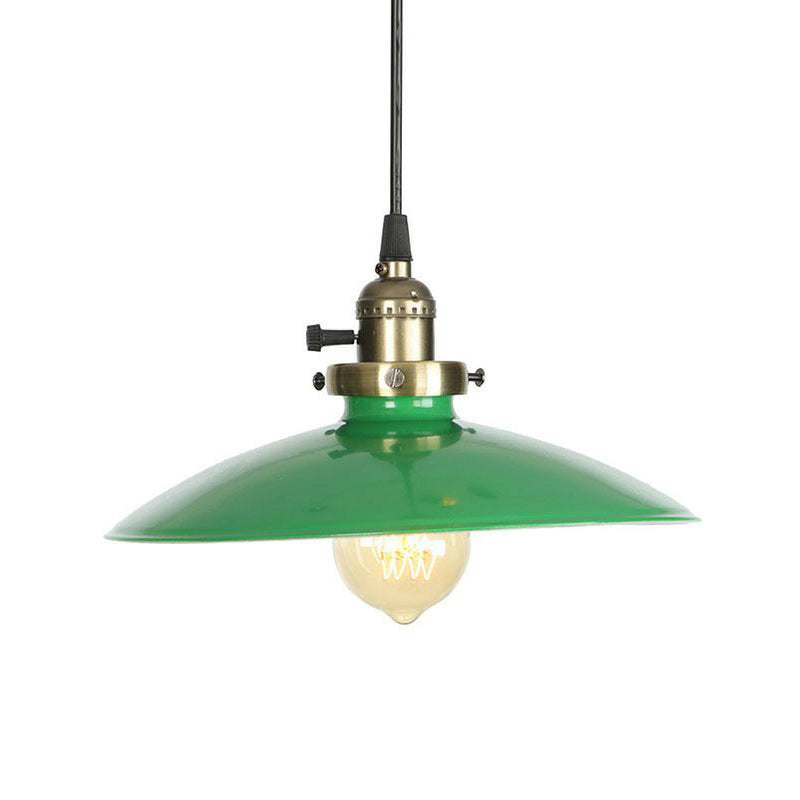 Iron Green Hanging Pendant With 1 Light - Loft Style Suspended Lighting Fixture