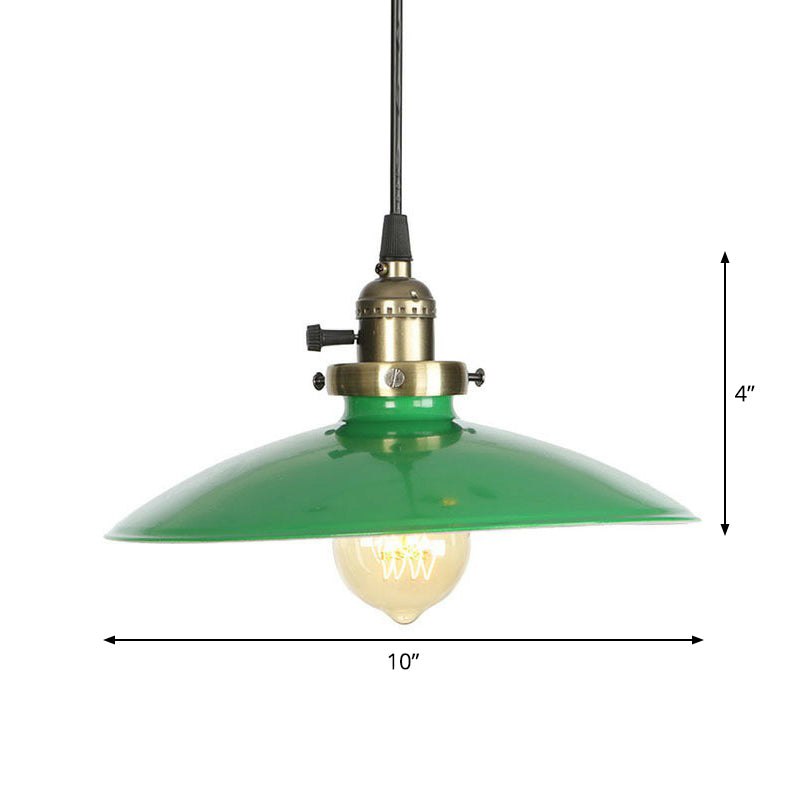 Iron Green Hanging Pendant With 1 Light - Loft Style Suspended Lighting Fixture