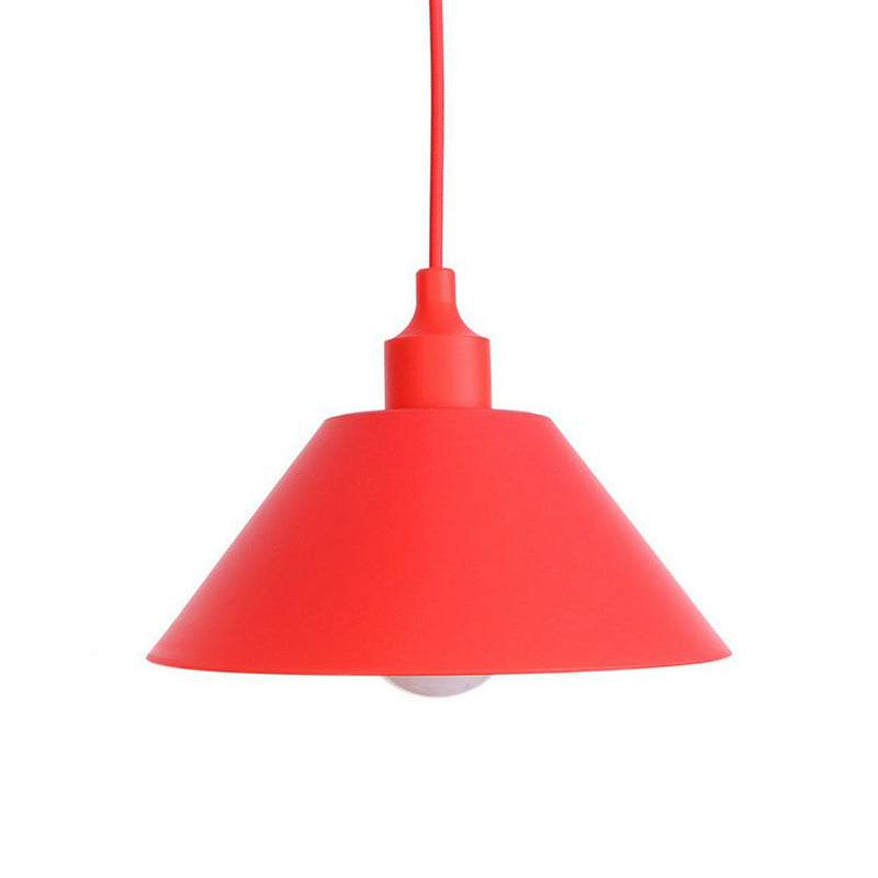 Industrial Red Iron Hanging Lamp Kit - Single Tapered/Cage/Flared Ceiling Pendant Light For Living