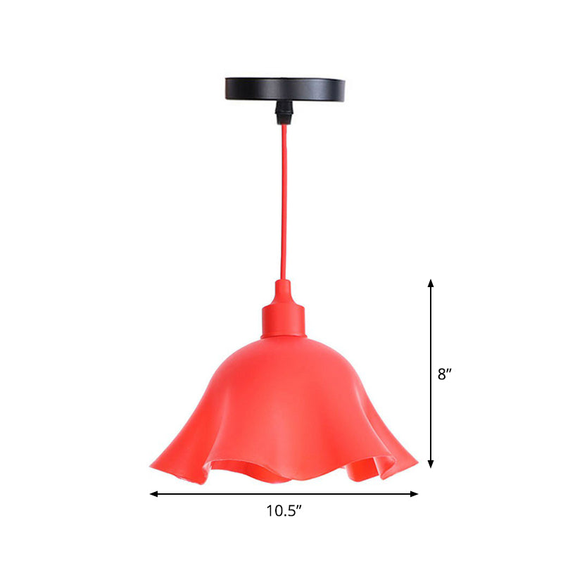 Industrial Red Iron Hanging Lamp Kit - Single Tapered/Cage/Flared Ceiling Pendant Light For Living