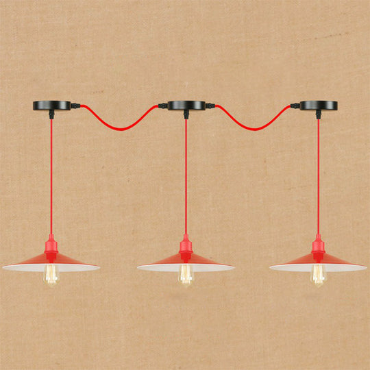 Sleek Red Metal Pendant Light For Living Room - 1 Or 3-Head Swag Design 3 / A