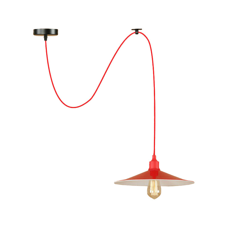 Sleek Red Metal Pendant Light For Living Room - 1 Or 3-Head Swag Design