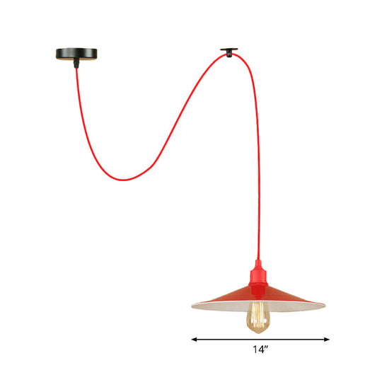 Sleek Red Metal Pendant Light For Living Room - 1 Or 3-Head Swag Design