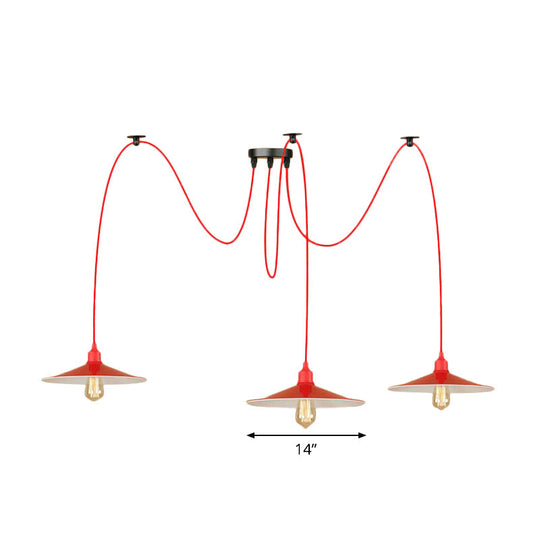 Sleek Red Metal Pendant Light For Living Room - 1 Or 3-Head Swag Design