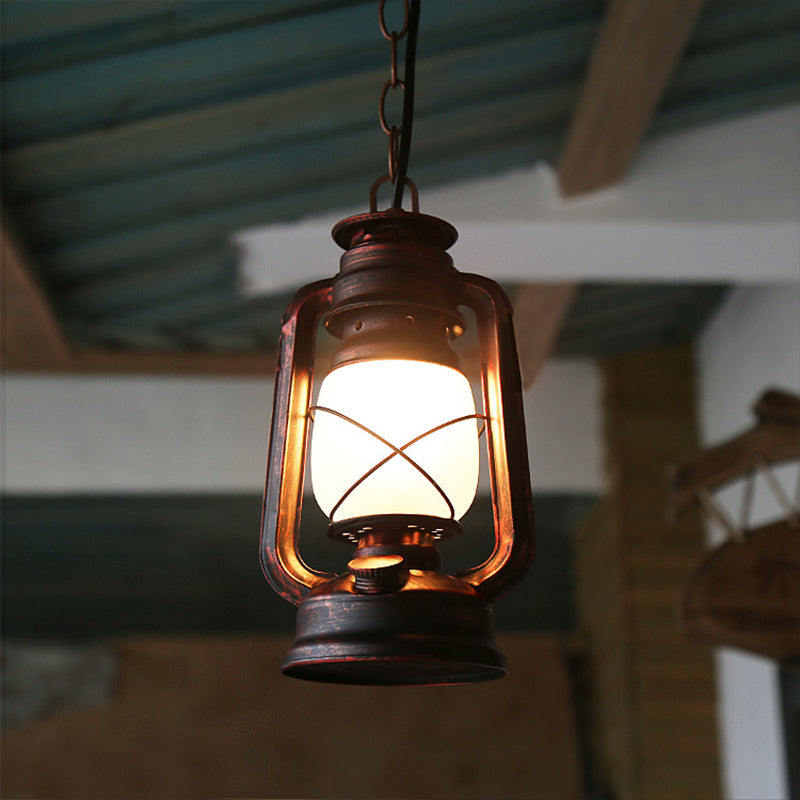 Farmhouse Milk Glass Pendant Light In Copper - 5.5’/7’/8’ Wide 1-Bulb Hanging Fixture For