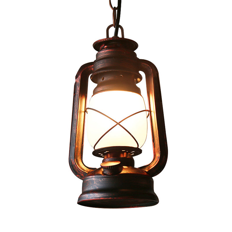 Farmhouse Milk Glass Pendant Light In Copper - 5.5’/7’/8’ Wide 1-Bulb Hanging Fixture For