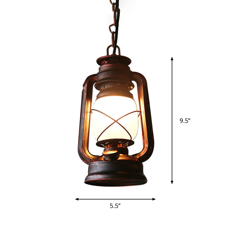 Farmhouse Milk Glass Pendant Light In Copper - 5.5’/7’/8’ Wide 1-Bulb Hanging Fixture For