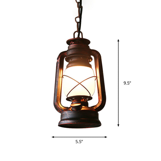 Farmhouse Milk Glass Pendant Light In Copper - 5.5’/7’/8’ Wide 1-Bulb Hanging Fixture For
