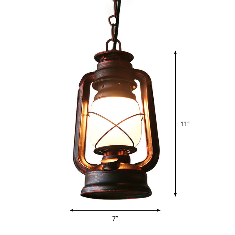 Farmhouse Milk Glass Pendant Light In Copper - 5.5’/7’/8’ Wide 1-Bulb Hanging Fixture For