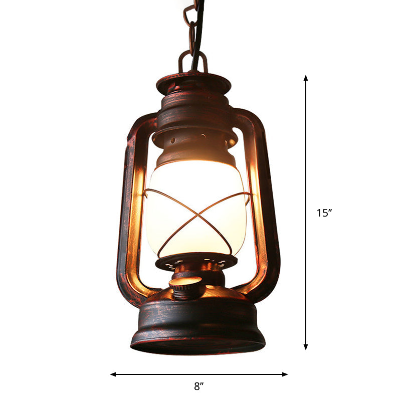 Farmhouse Milk Glass Pendant Light In Copper - 5.5’/7’/8’ Wide 1-Bulb Hanging Fixture For